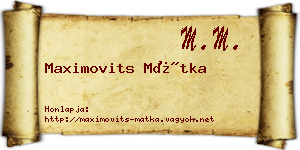 Maximovits Mátka névjegykártya